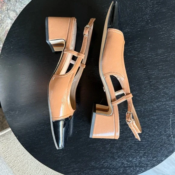 Sam Edelman Tan and Black Slingback Heels - Picture 4 of 9